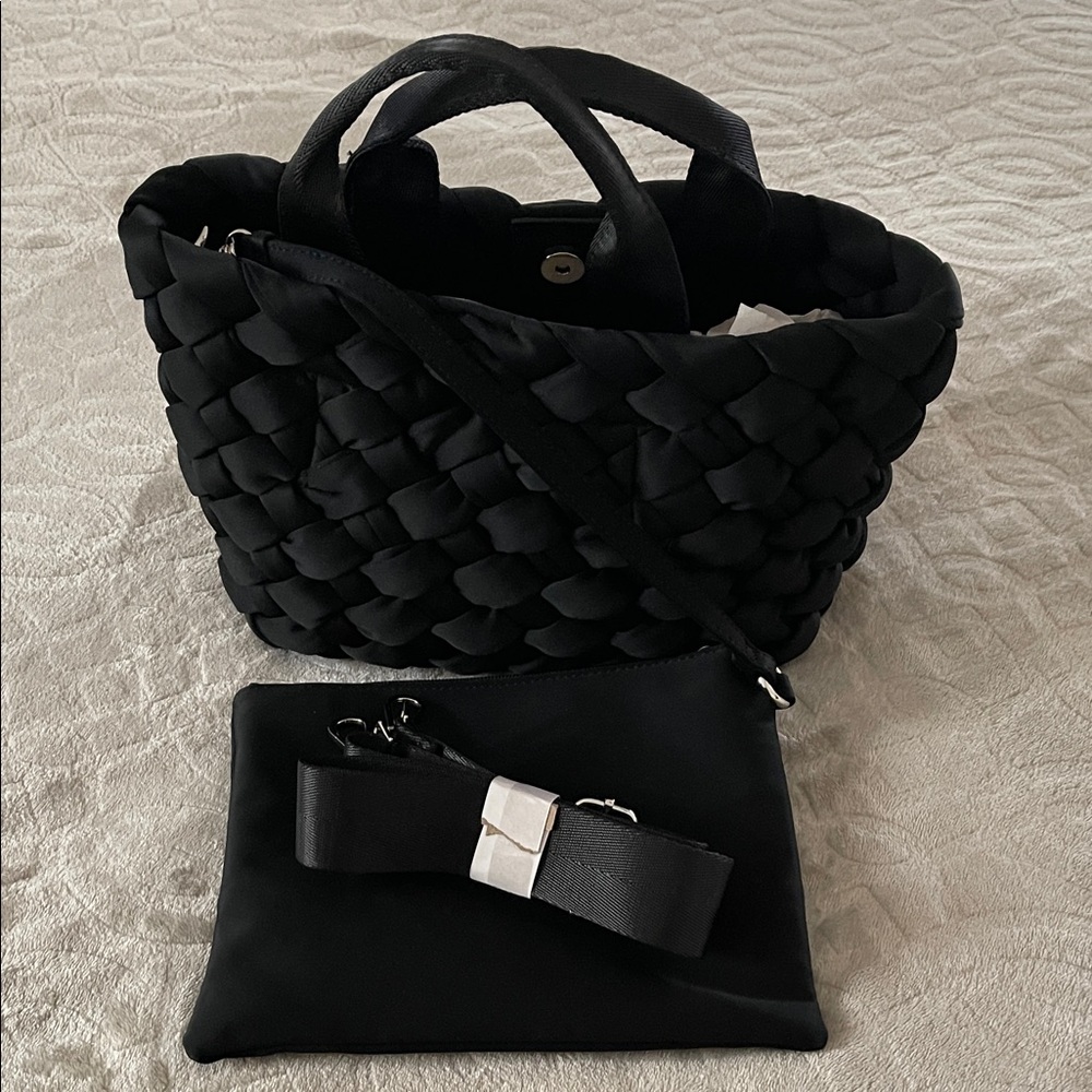 NEW BCBGMaxAzria Black Braided Tote Bag
